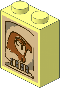 Brick  1 x  2 x  2 with Inside Axle Holder with Horus Head Sticker