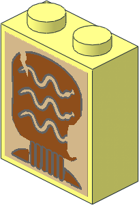 Brick  1 x  2 x  2 with Inside Axle Holder with Hieroglyphs (3 Snakes) Sticker