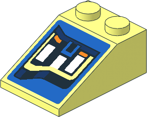 Slope Brick 33  3 x  2 with Headlamp on Blue Background Right Sticker