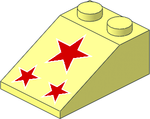Slope Brick 33  3 x  2 with Red Stars Pattern