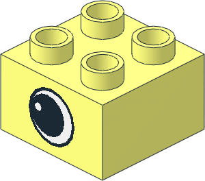Duplo Brick  2 x  2 with Eye with White Spot on 2 Sides Pattern