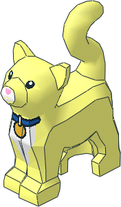 Animal Cat Standing Looking Forward with White Muzzle and Chest, Blue Collar with Gold Tag Pattern