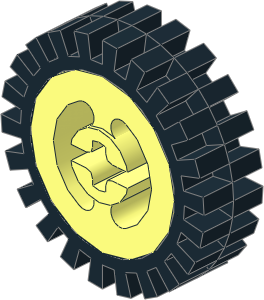 Wheel Rim  8 x 17.5 with Axlehole with Black Tyre  7/ 56 x 17 Offset Tread