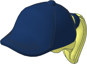 Minifig Hair with Ponytail and Dark Blue Baseball Cap Pattern