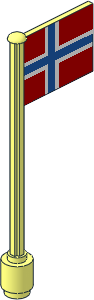 Flag on Flagpole Type 5 with Norway Flag Sticker