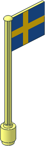 Flag on Flagpole Type 5 with Sweden Flag Sticker