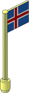 Flag on Flagpole Type 5 with Iceland Flag Sticker
