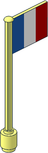 Flag on Flagpole Type 5 with France Flag Sticker