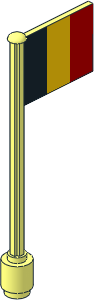 Flag on Flagpole Type 5 with Belgium Flag Sticker