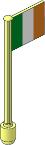 Flag on Flagpole Type 5 with Ireland Flag Sticker