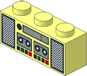 Brick  1 x  3 with Radio and Tape Player Pattern