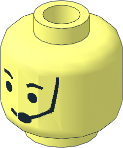 Minifig Head with Standard Grin, Eyebrows and Microphone Pattern