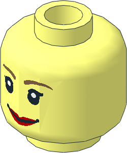 Minifig Head Female with Brown Eyebrows, Pupils, Eyelashes Pattern