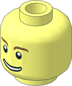 Minifig Head with Teeth, Pupils, Brown Eyebrows Pattern