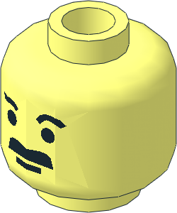 Minifig Head with Thick Moustache and Short Eyebrows Pattern