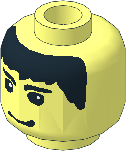 Minifig Head with Black Hair, Eyebrows and Smirk Pattern