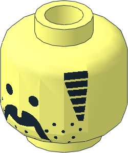 Minifig Head with Sideburns and Droopy Moustache Black Pattern