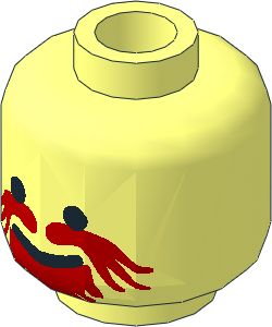 Minifig Head with Red Moustache and Goatee Pattern