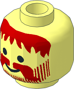 Minifig Head with Red Moustache, Beard and Messy Hair Pattern