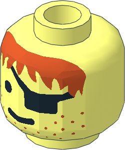 Minifig Head with Eye Patch, Fabuland Red Stubble and Messy Hair Pattern