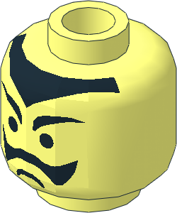 Minifig Head with Moustache, Frown and Pointed Hairline Pattern