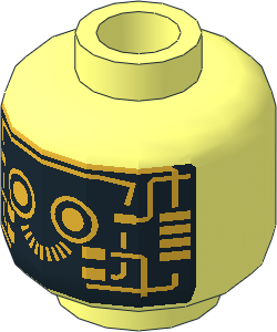 Minifig Head with Gold Robot Pattern