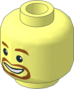 Minifig Head with Dark Orange Beard and White Smile Pattern