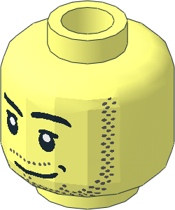Minifig Head with Lefty Mouth and Stubble Pattern