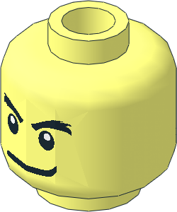 Minifig Head with White Pupils, Black Eyebrows Closed/Scared Mouth 2-sided Pattern