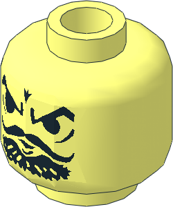 Minifig Head with Villain Black Facial Hair Pattern