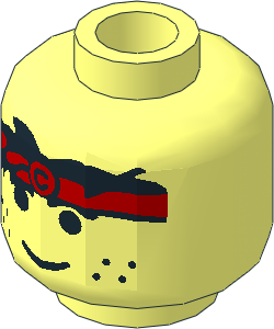 Minifig Head with Aquanaut, Red Headband and Freckles Pattern