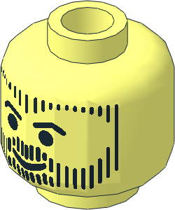 Minifig Head with Beard, Hair and Sideburns in Vertical Line Pattern