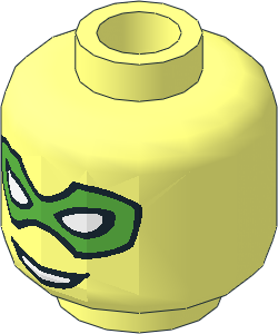 Minifig Head with Mask Br.Green with Eyeholes and Smile Pattern