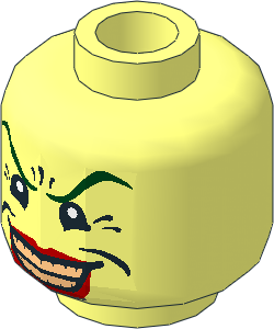 Minifig Head with Wide Smile, Red Lips and Crow's Feet Pattern