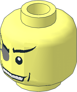 Minifig Head with Monocle and Black Slanted Eyebrows Pattern