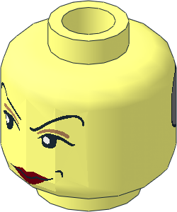 Minifig Head Female with Dark Red Lips, Smirk/Eyemask 2-Sided Pattern