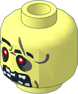 Minifig Head with Red Eyes with White Pupils and Missing Teeth Pattern