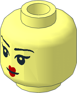 Minifig Head Female with Black Eyes, Thin Eyebrows and Red Narrow Lips