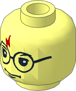 Minifig Head with HP Harry Potter Eyeglasses and Lightning Scar Pattern
