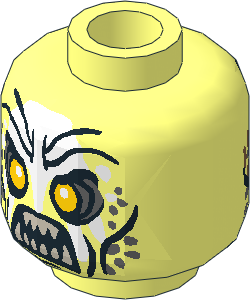 Minifig Head with LOTR Uruk-Hai Lurtz Scowl and White Hand 2-Sided Pattern