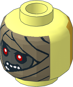 Minifig Head Mummy with 2 Eyes / Gold Death Mask 2-Sided Pattern
