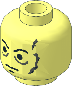 Minifig Head with SW Black Eyebrows and Dark Grey Scars Pattern