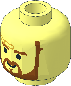 Minifig Head with Dark Orange Eyebrows, Trimmed Beard and Headset Pattern