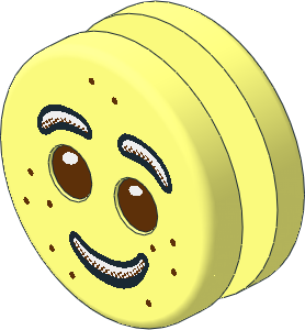 ~Minifig Head Round 1.8 x 1.8 Biscuit with Reddish Brown Eyes and White Brows and Mouth with Freckles Pattern ~Minifig Head Round 1.8 x 1.8 Biscuit with Reddish Brown Eyes and White Brows and Mouth with Freckles Pattern