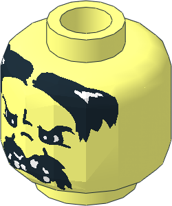 Minifig Head with Angry Moustache and Teeth Pattern