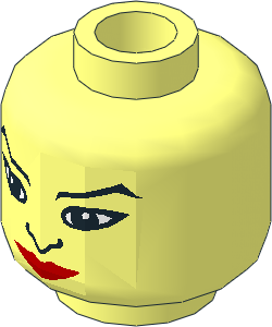 Minifig Head Female with Nose, Red Lips and Large Eyes Pattern