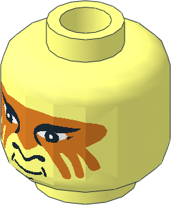 Minifig Head with Orange Painted Face Pattern