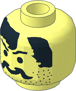Minifig Head with Moustache, Stubble and Bald Hair Part Pattern