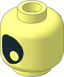 Minifig Head with Single Large Black Eye with Pupil Pattern