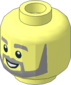 Minifig Head with Light Bluish Grey Thick Eyebrows and Angular Beard and Open White Mouth Pattern